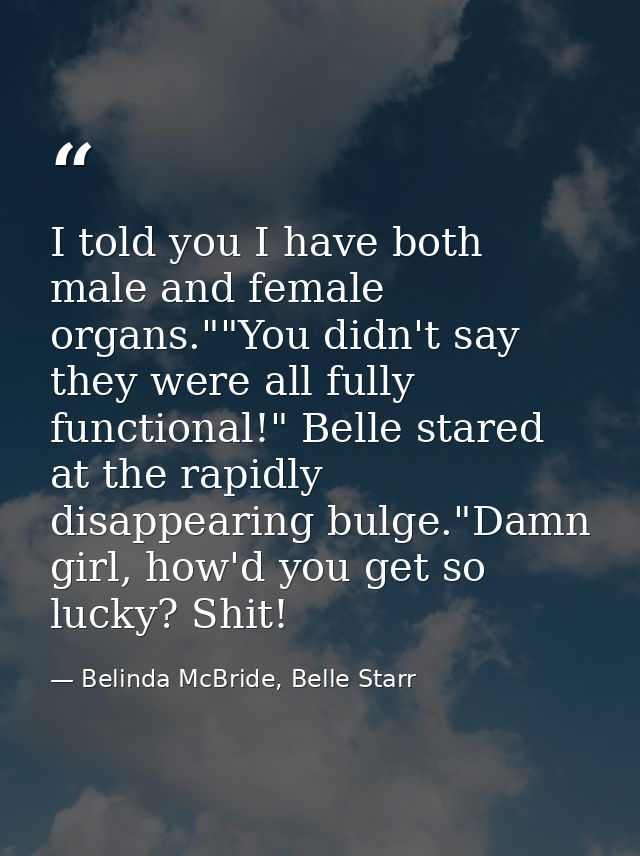 I told you I have both male and female organs.""You didn't say they were all fully functional!" Belle stared at the rapi — Belinda McBride, Belle Starr
