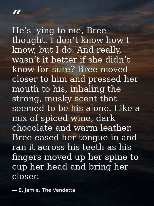 He’s lying to me, Bree thought. I don’t know how I know, but I do. And really, wasn’t it better if she didn’t know for s — E. Jamie, The Vendetta