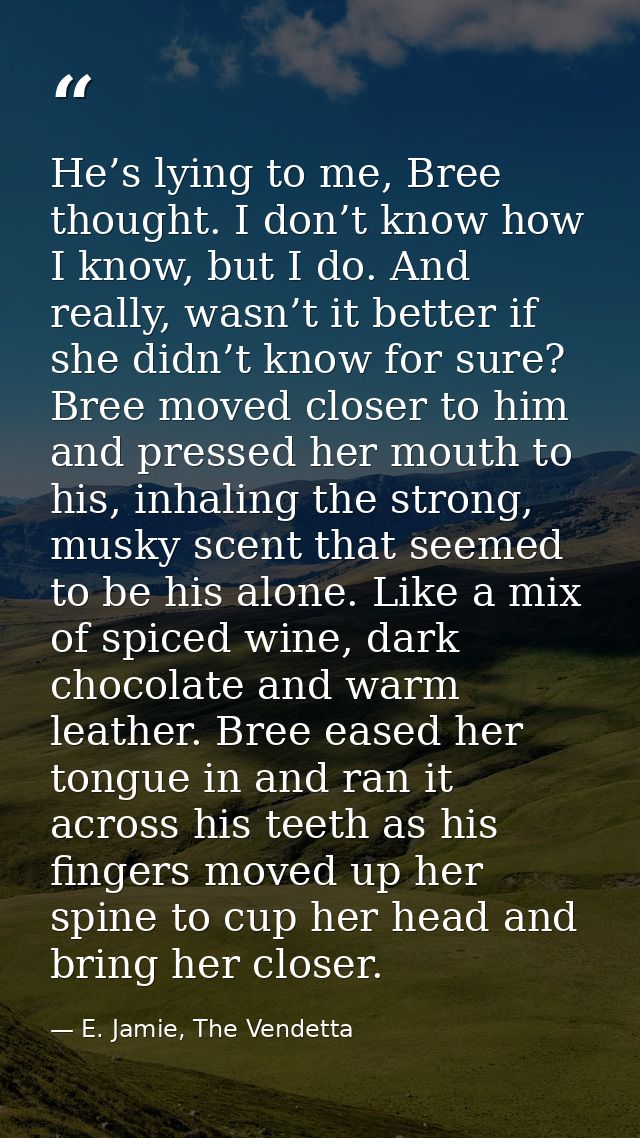 He’s lying to me, Bree thought. I don’t know how I know, but I do. And really, wasn’t it better if she didn’t know for s — E. Jamie, The Vendetta