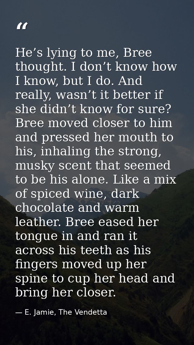 He’s lying to me, Bree thought. I don’t know how I know, but I do. And really, wasn’t it better if she didn’t know for s — E. Jamie, The Vendetta