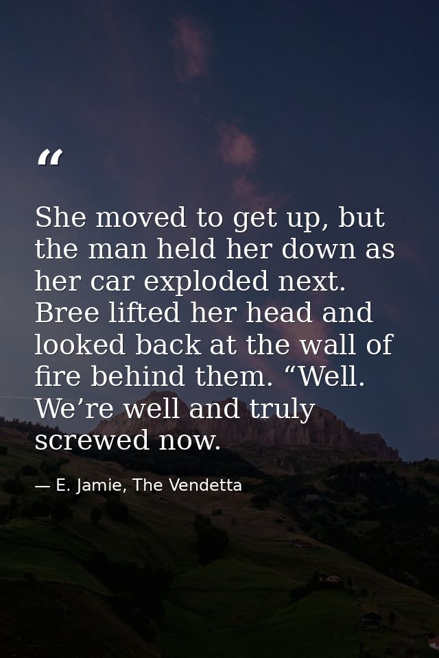 She moved to get up, but the man held her down as her car exploded next. Bree lifted her head and looked back at the wal — E. Jamie, The Vendetta