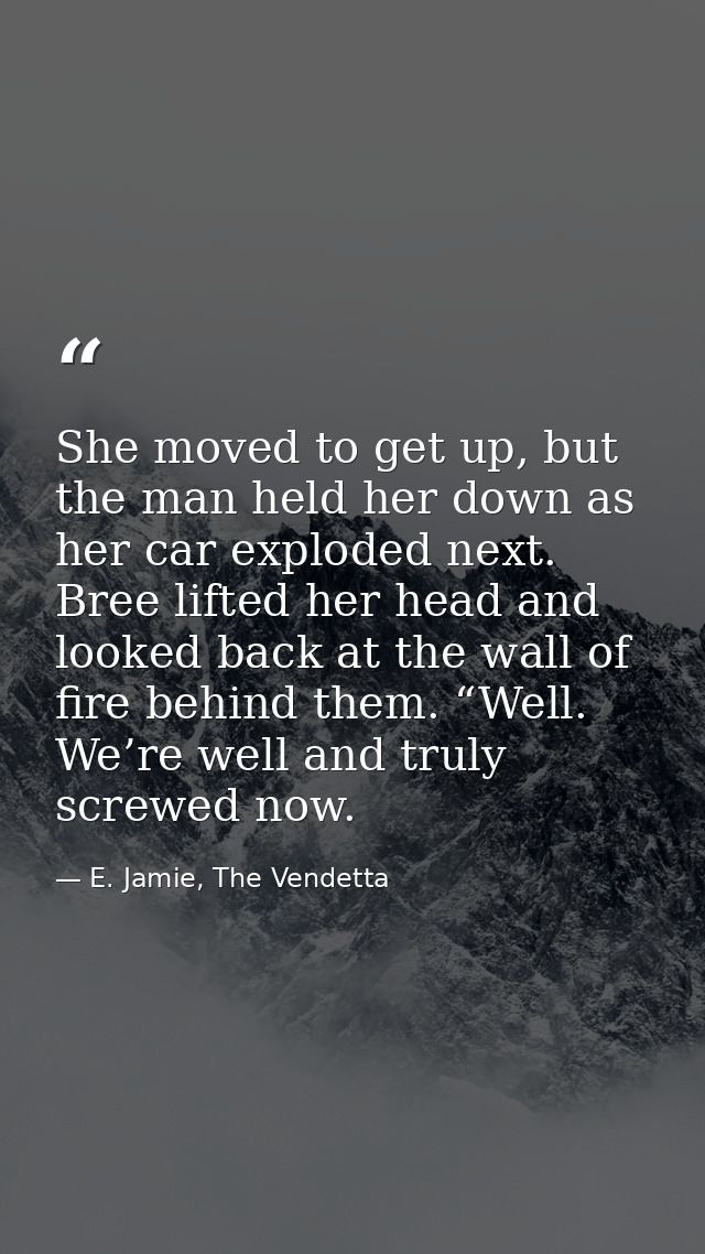 She moved to get up, but the man held her down as her car exploded next. Bree lifted her head and looked back at the wal — E. Jamie, The Vendetta