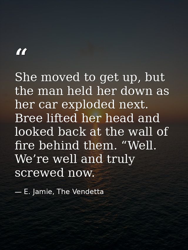 She moved to get up, but the man held her down as her car exploded next. Bree lifted her head and looked back at the wal — E. Jamie, The Vendetta