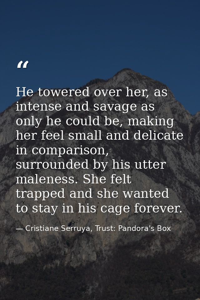 He towered over her, as intense and savage as only he could be, making her feel small and delicate in comparison, surrou — Cristiane Serruya, Trust: Pandora's Box