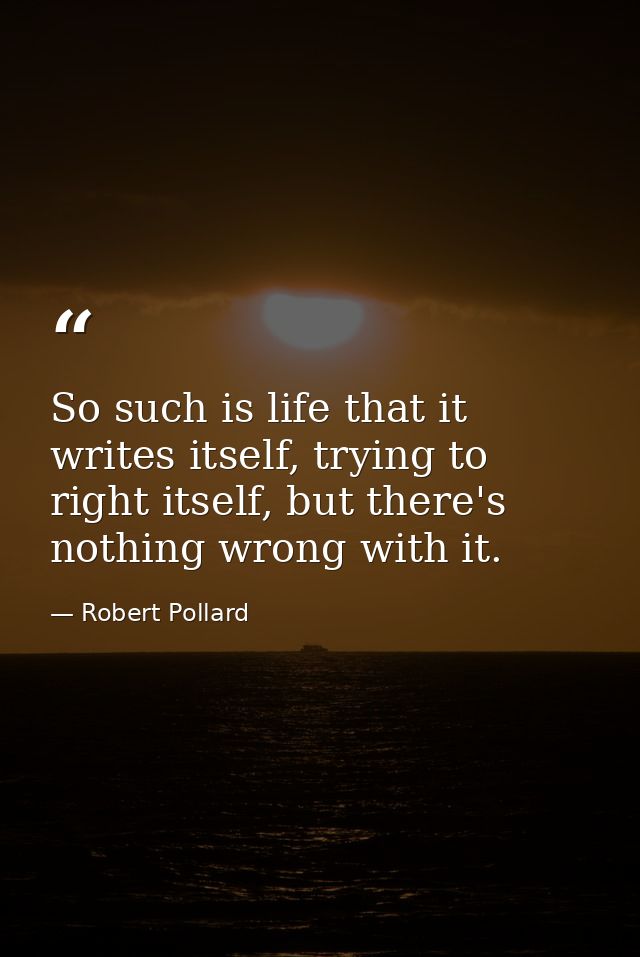 So such is life that it writes itself, trying to right itself, but there's nothing wrong with it. — Robert Pollard