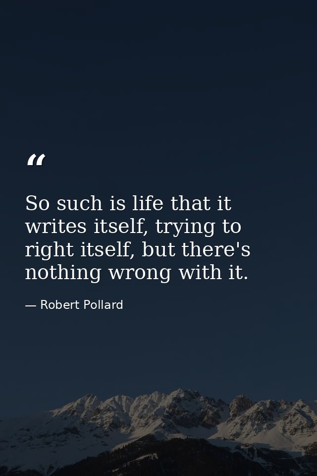 So such is life that it writes itself, trying to right itself, but there's nothing wrong with it. — Robert Pollard