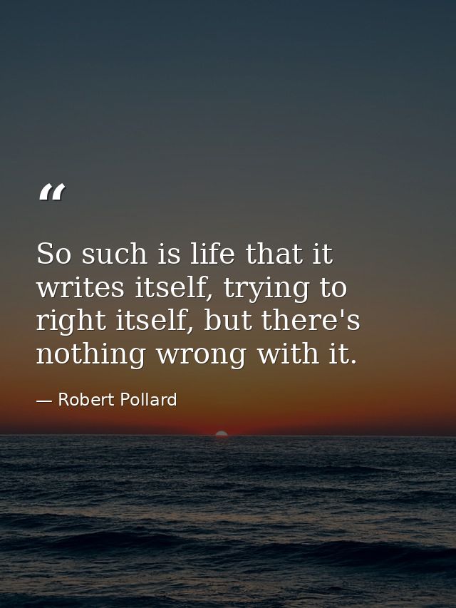 So such is life that it writes itself, trying to right itself, but there's nothing wrong with it. — Robert Pollard