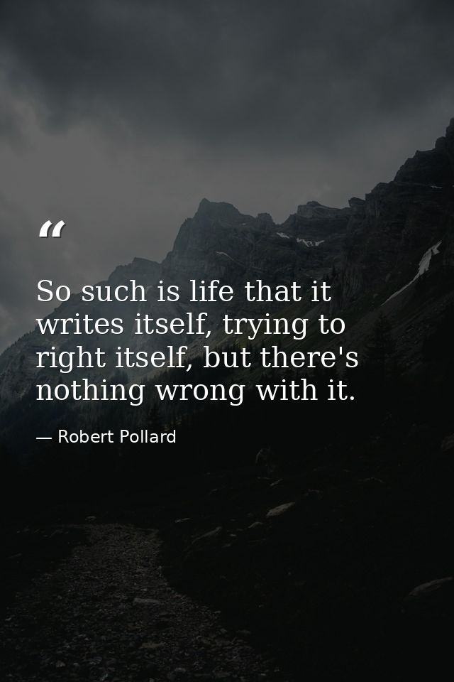 So such is life that it writes itself, trying to right itself, but there's nothing wrong with it. — Robert Pollard