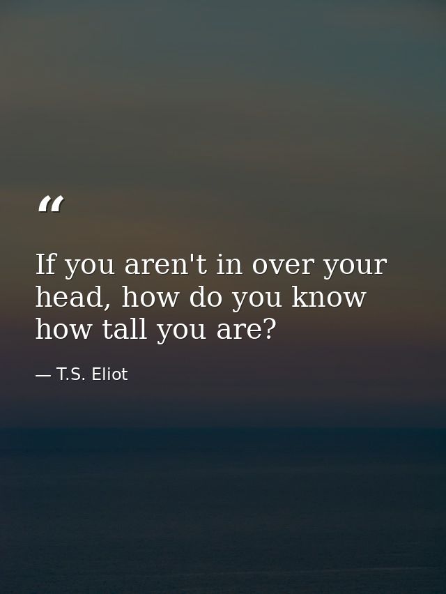 If you aren't in over your head, how do you know how tall you are? — T.S. Eliot