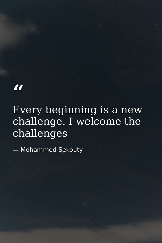 Every beginning is a new challenge. I welcome the challenges — Mohammed Sekouty