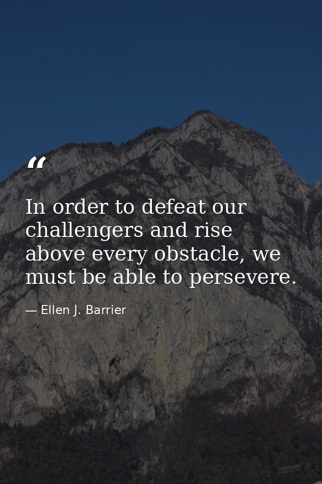 In order to defeat our challengers and rise above every obstacle, we must be able to persevere. — Ellen J. Barrier