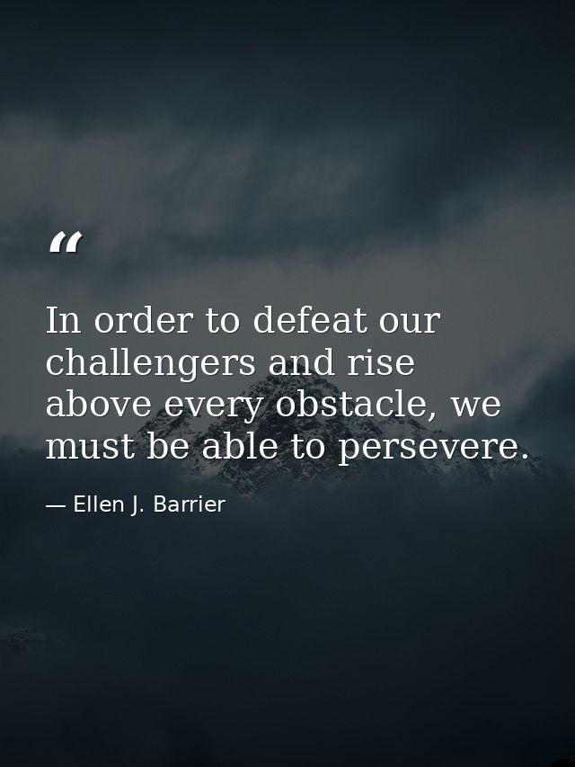 In order to defeat our challengers and rise above every obstacle, we must be able to persevere. — Ellen J. Barrier
