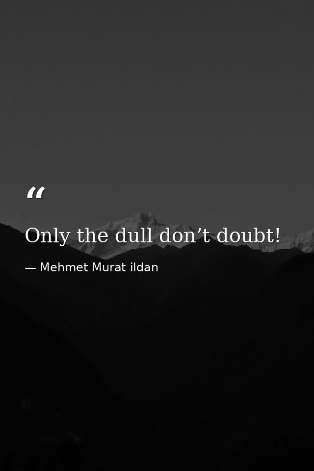 Only the dull don’t doubt! — Mehmet Murat ildan