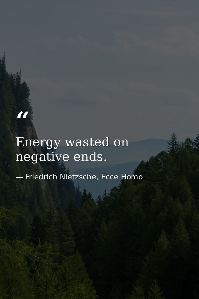 Energy wasted on negative ends. — Friedrich Nietzsche, Ecce Homo
