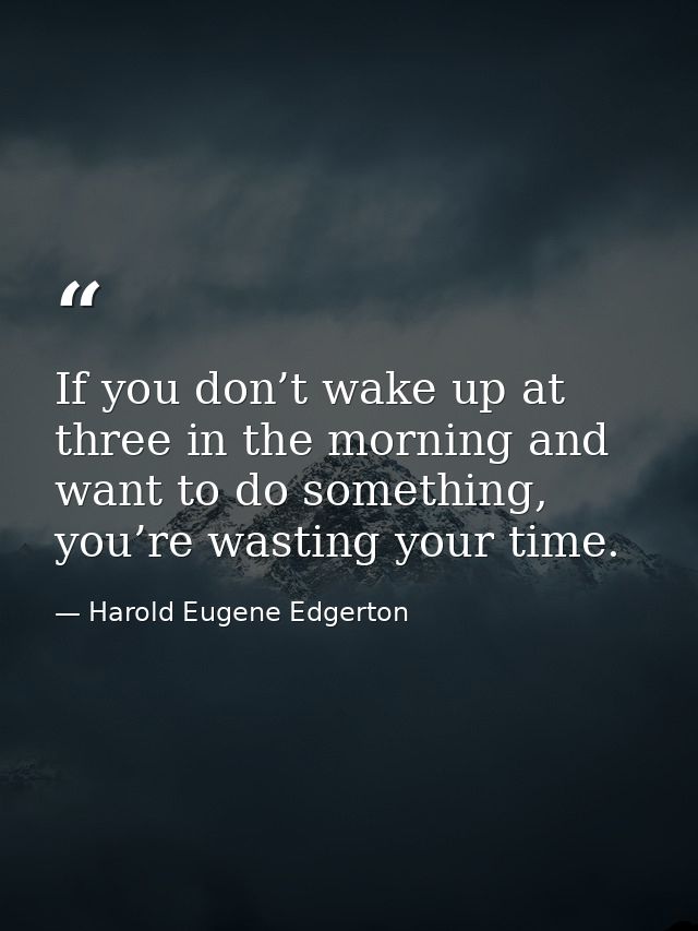 If you don’t wake up at three in the morning and want to do something, you’re wasting your time. — Harold Eugene Edgerton