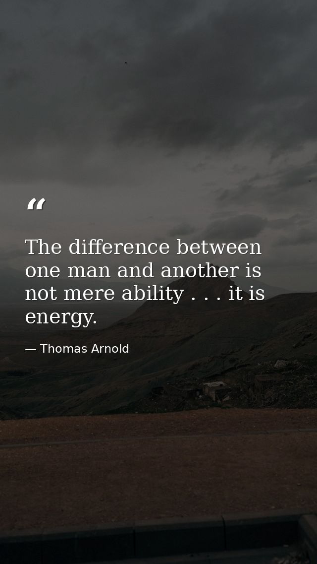 The difference between one man and another is not mere ability . . . it is energy. — Thomas Arnold