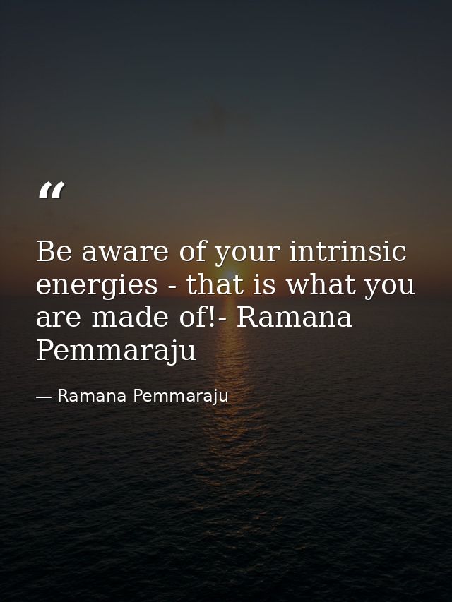 Be aware of your intrinsic energies - that is what you are made of!- Ramana Pemmaraju — Ramana Pemmaraju