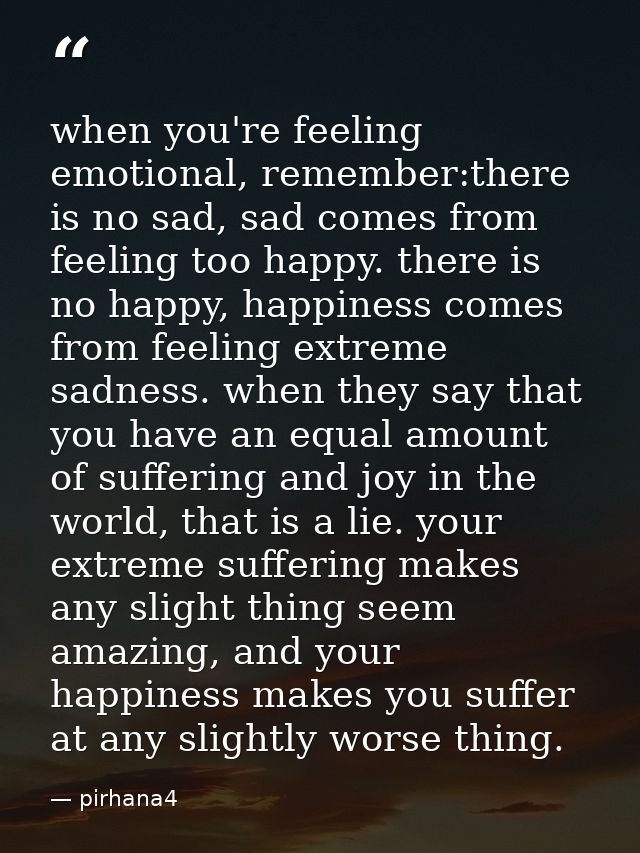 when you're feeling emotional, remember:there is no sad, sad comes from feeling too happy. there is no happy, happiness  — pirhana4