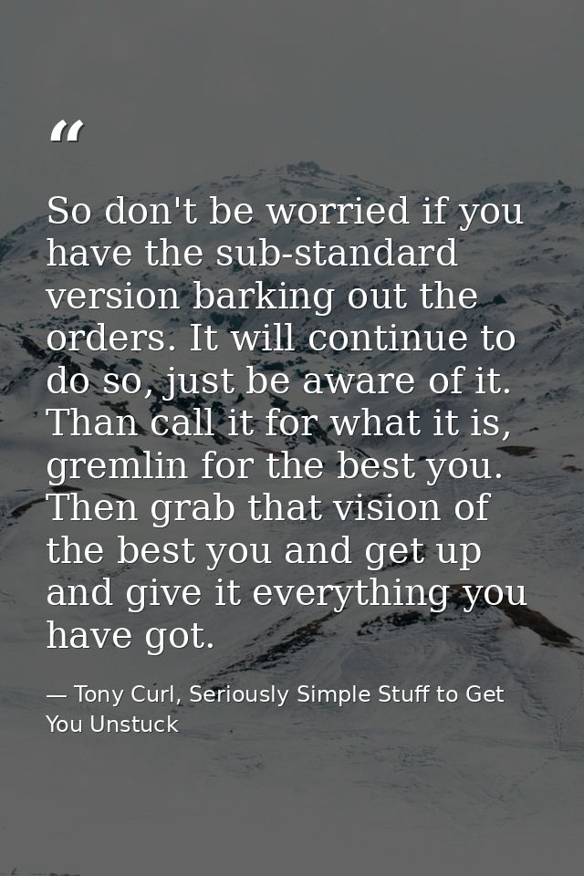 So don't be worried if you have the sub-standard version barking out the orders. It will continue to do so, just be awar — Tony Curl, Seriously Simple Stuff to Get You Unstuck