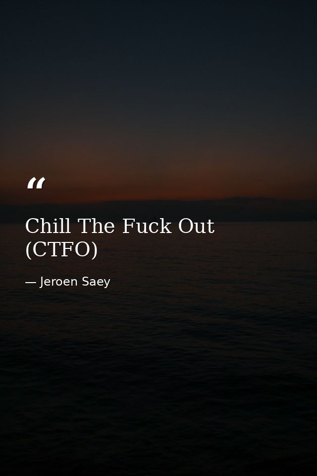 Chill The Fuck Out (CTFO) — Jeroen Saey