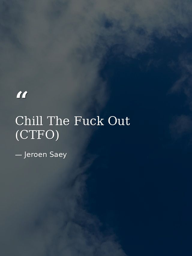 Chill The Fuck Out (CTFO) — Jeroen Saey