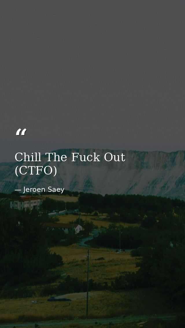 Chill The Fuck Out (CTFO) — Jeroen Saey