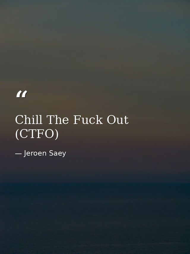 Chill The Fuck Out (CTFO) — Jeroen Saey