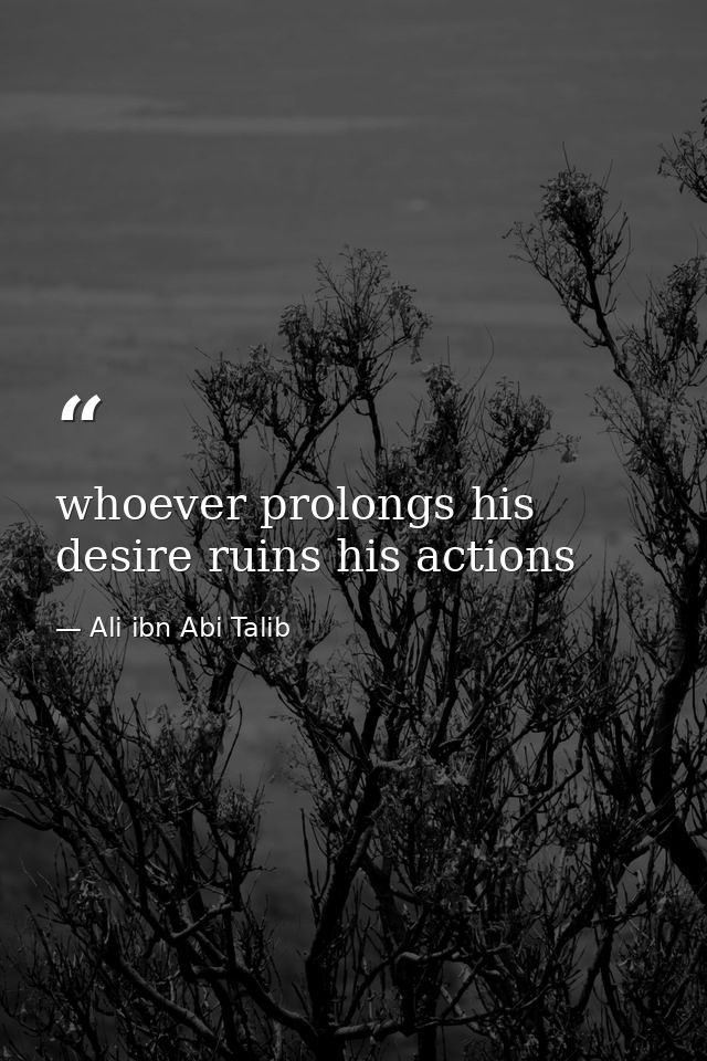 whoever prolongs his desire ruins his actions — Ali ibn Abi Talib