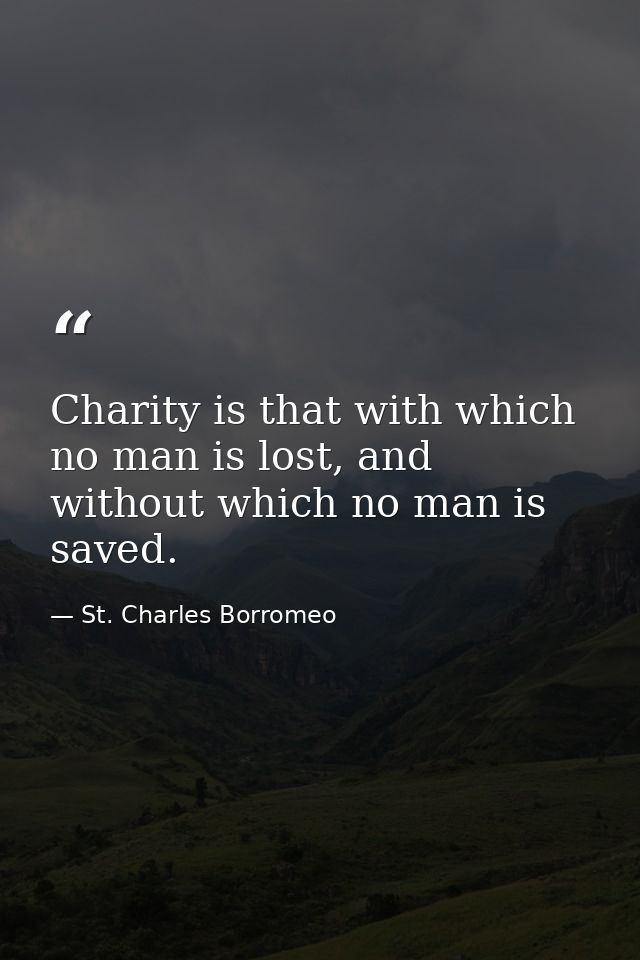 Charity is that with which no man is lost, and without which no man is saved. — St. Charles Borromeo