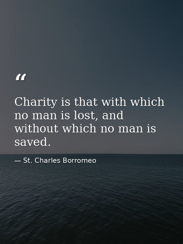 Charity is that with which no man is lost, and without which no man is saved. — St. Charles Borromeo