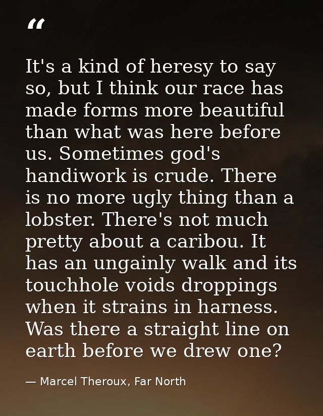 It's a kind of heresy to say so, but I think our race has made forms more beautiful than what was here before us. Someti — Marcel Theroux, Far North