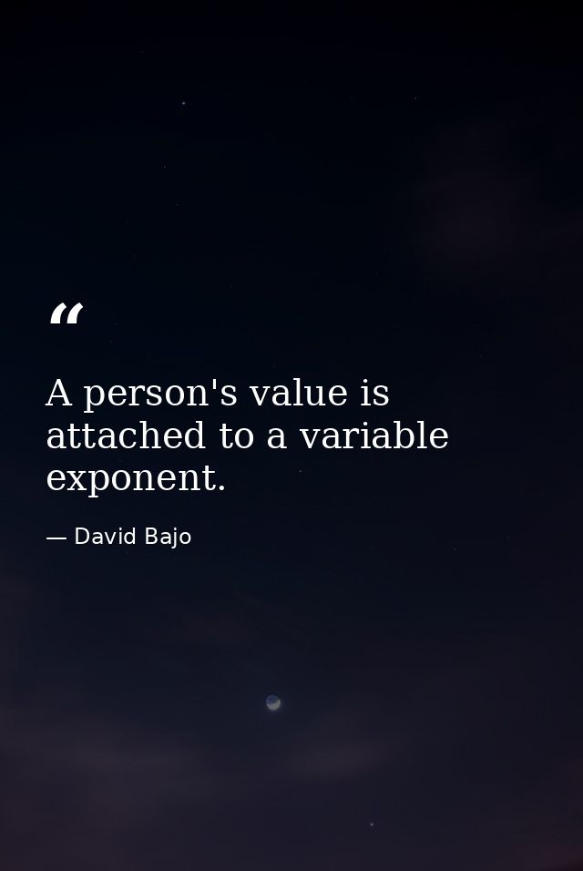 A person's value is attached to a variable exponent. — David Bajo