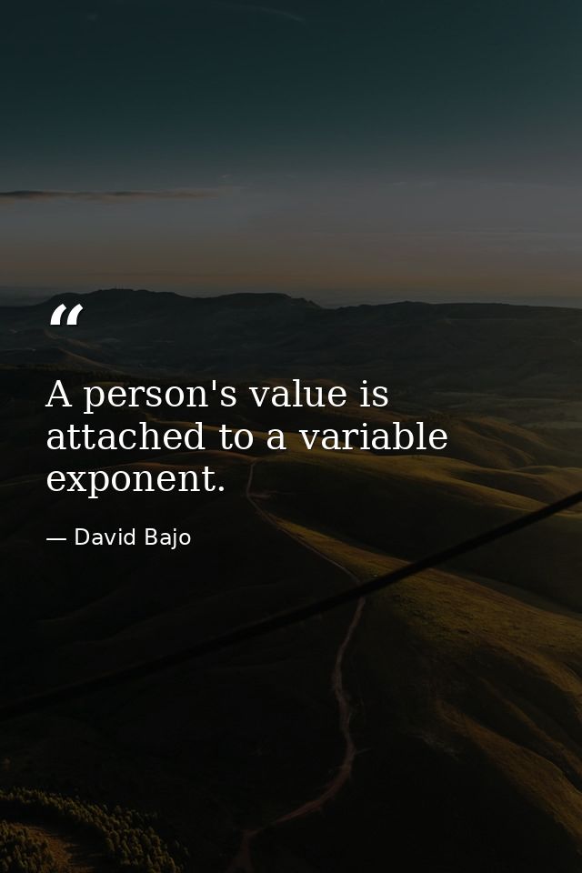 A person's value is attached to a variable exponent. — David Bajo