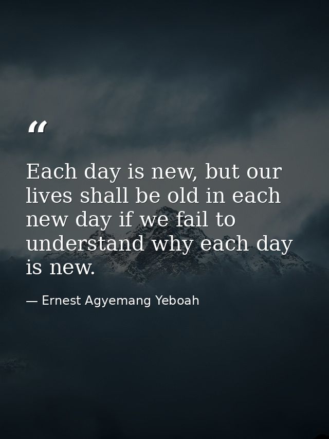 Each day is new, but our lives shall be old in each new day if we fail to understand why each day is new. — Ernest Agyemang Yeboah
