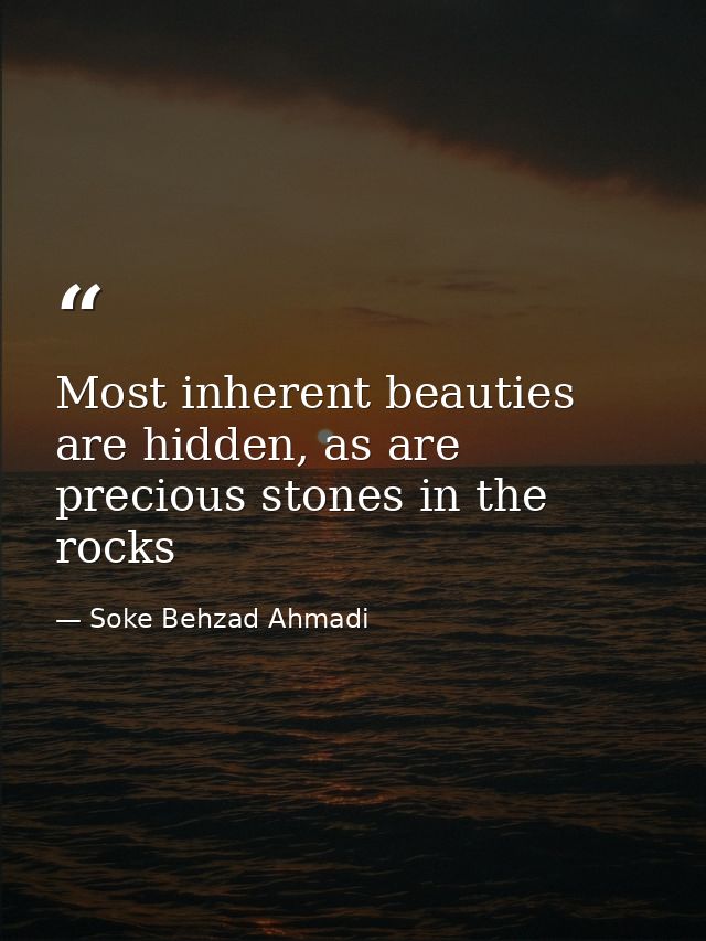 Most inherent beauties are hidden, as are precious stones in the rocks — Soke Behzad Ahmadi