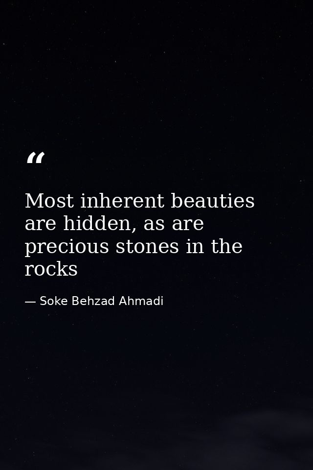 Most inherent beauties are hidden, as are precious stones in the rocks — Soke Behzad Ahmadi