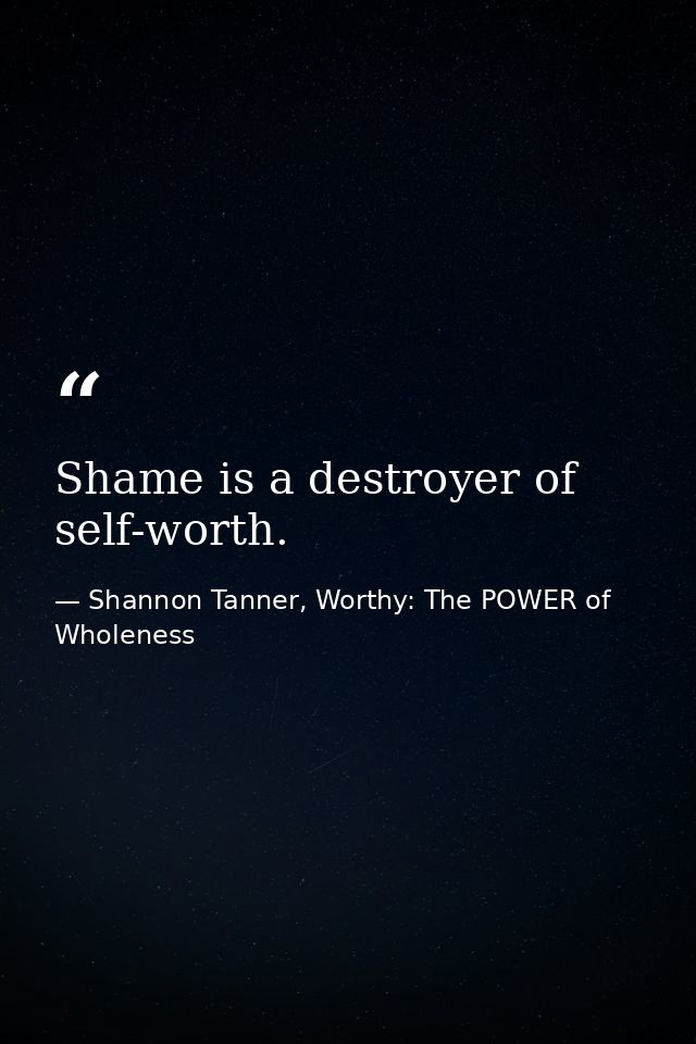 Shame is a destroyer of self-worth. — Shannon Tanner, Worthy: The POWER of Wholeness