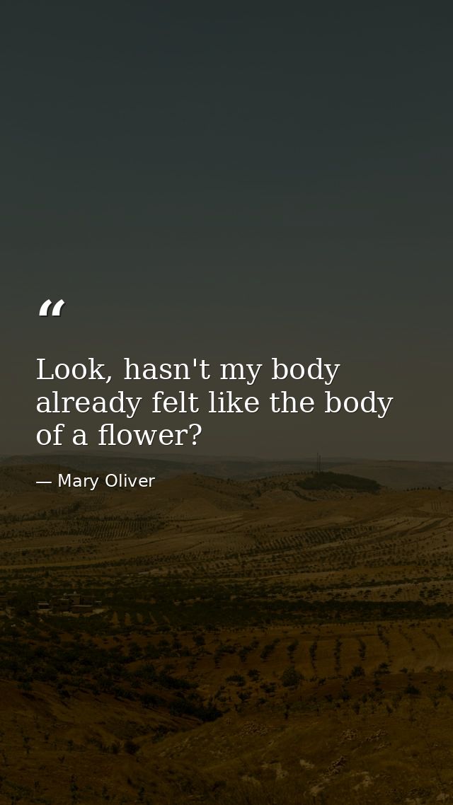 Look, hasn't my body already felt like the body of a flower? — Mary Oliver