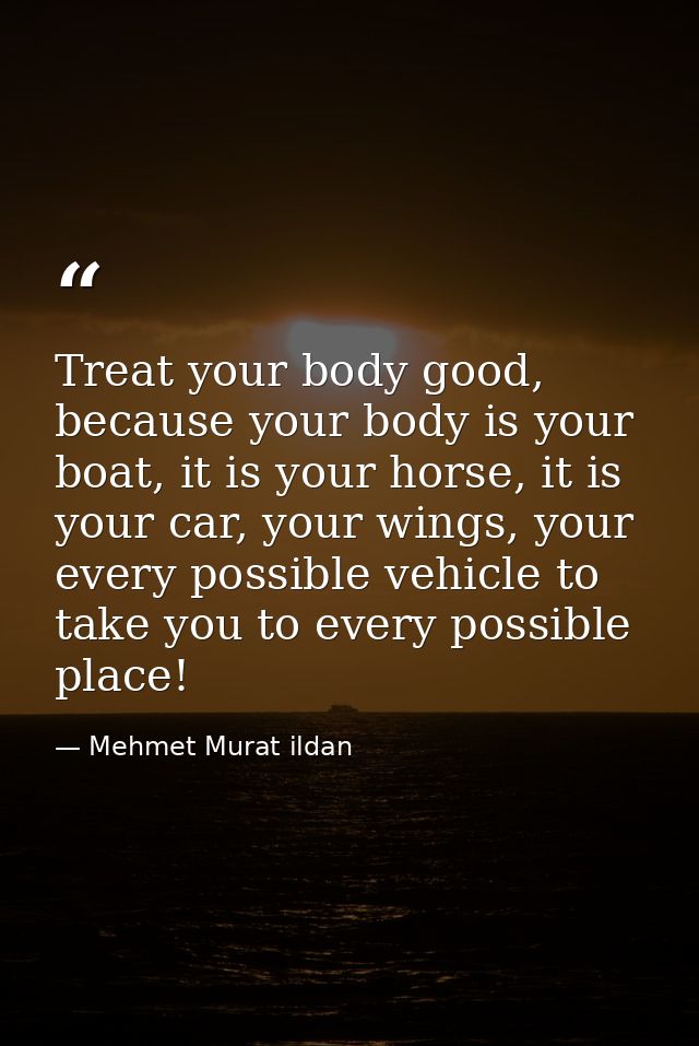 Treat your body good, because your body is your boat, it is your horse, it is your car, your wings, your every possible  — Mehmet Murat ildan