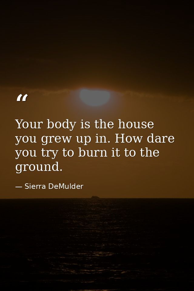 Your body is the house you grew up in. How dare you try to burn it to the ground. — Sierra DeMulder