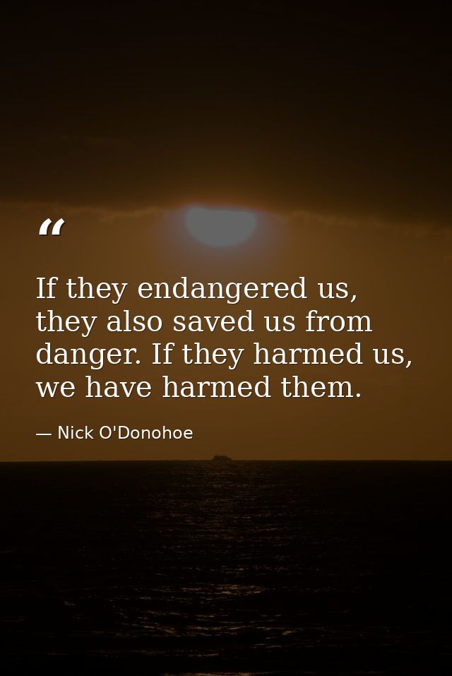 If they endangered us, they also saved us from danger. If they harmed us, we have harmed them. — Nick O'Donohoe