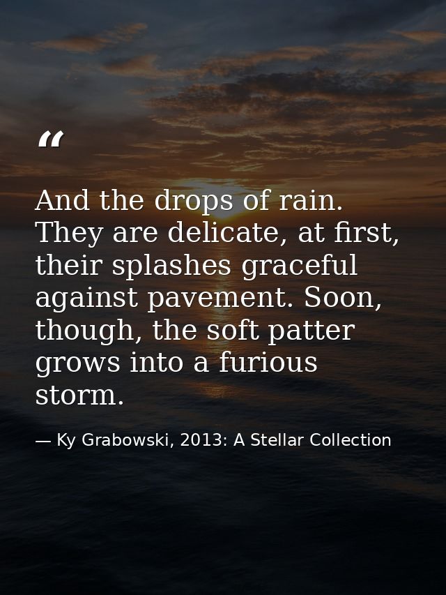 And the drops of rain. They are delicate, at first, their splashes graceful against pavement. Soon, though, the soft pat — Ky Grabowski, 2013: A Stellar Collection