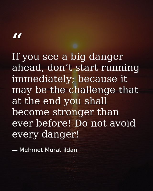 If you see a big danger ahead, don’t start running immediately; because it may be the challenge that at the end you shal — Mehmet Murat ildan