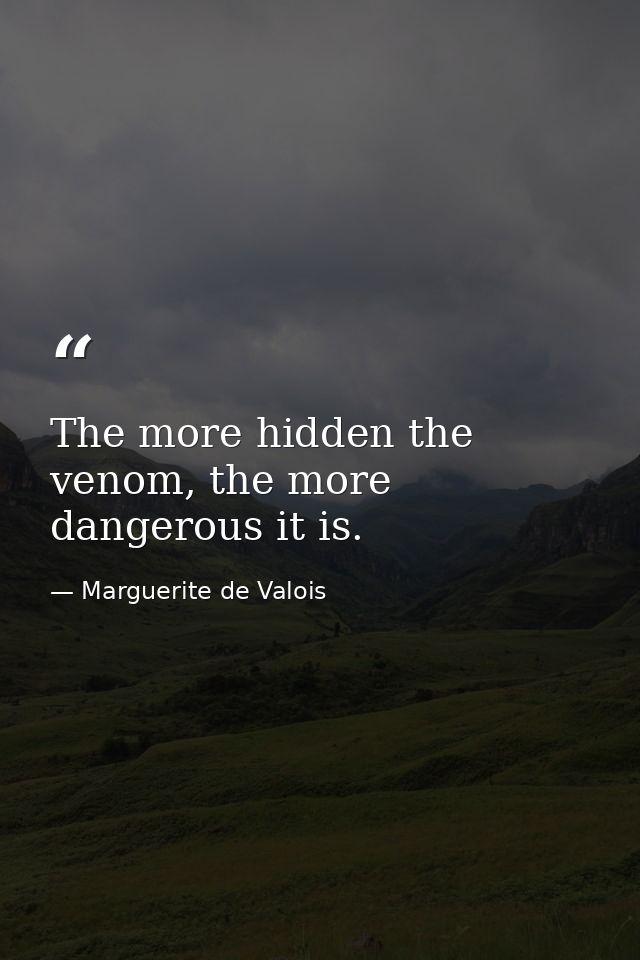 The more hidden the venom, the more dangerous it is. — Marguerite de Valois