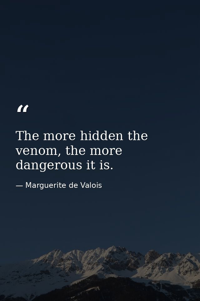 The more hidden the venom, the more dangerous it is. — Marguerite de Valois
