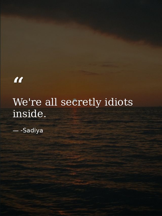 We're all secretly idiots inside. — -Sadiya
