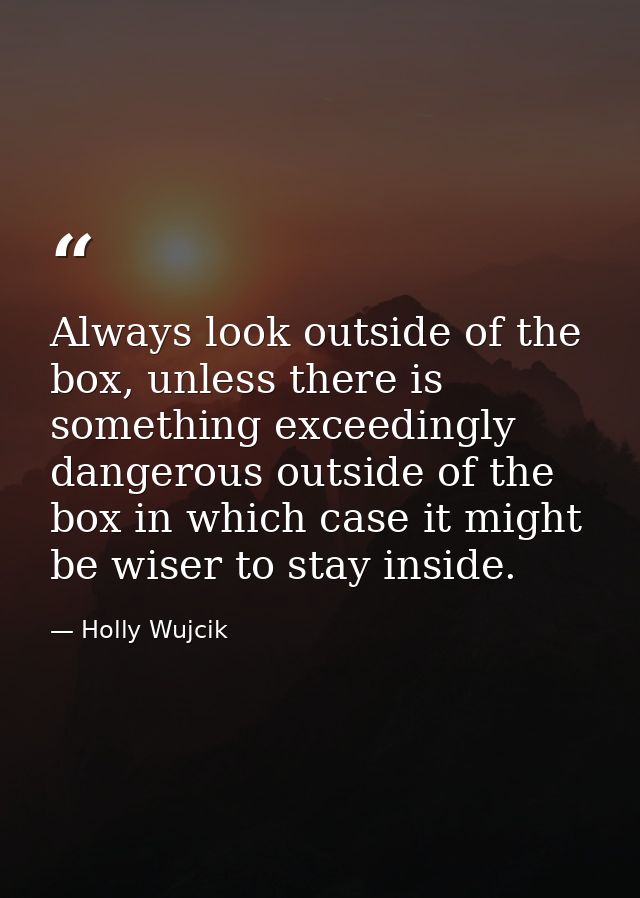 Always look outside of the box, unless there is something exceedingly dangerous outside of the box in which case it migh — Holly Wujcik