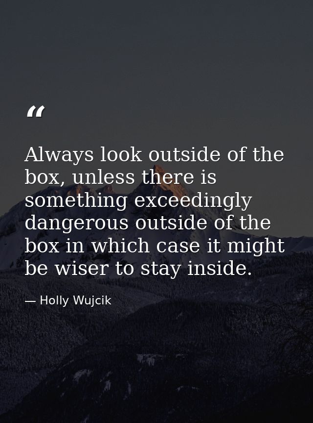 Always look outside of the box, unless there is something exceedingly dangerous outside of the box in which case it migh — Holly Wujcik