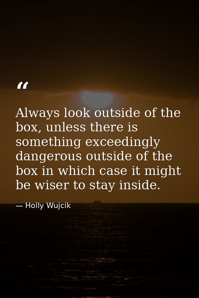 Always look outside of the box, unless there is something exceedingly dangerous outside of the box in which case it migh — Holly Wujcik