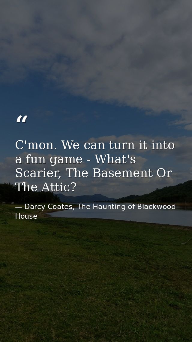C'mon. We can turn it into a fun game - What's Scarier, The Basement Or The Attic? — Darcy Coates, The Haunting of Blackwood House